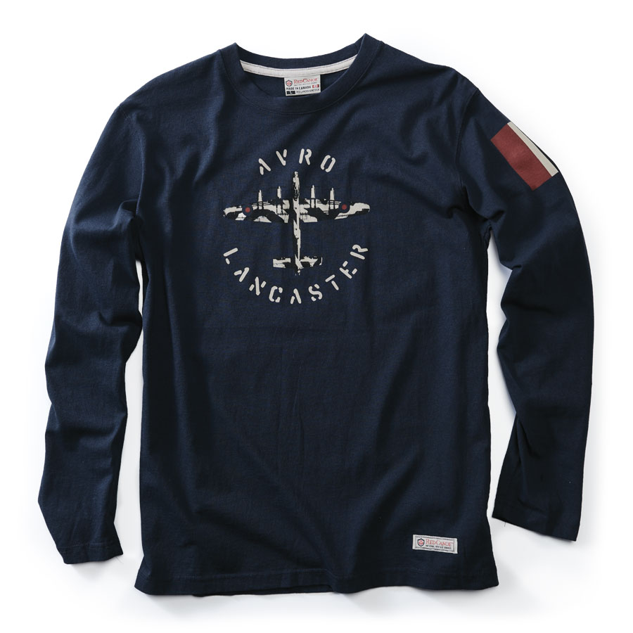 Avro Lancaster Long Sleeve T Shirt Navy Exmoor Trim